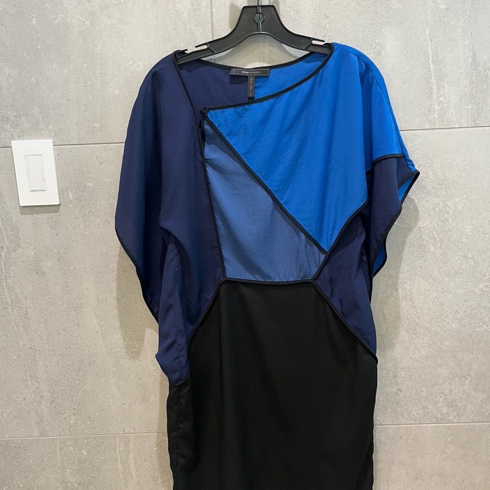 BCBGMaxAzria Asymmetrical Blue and Black cocktail Dress